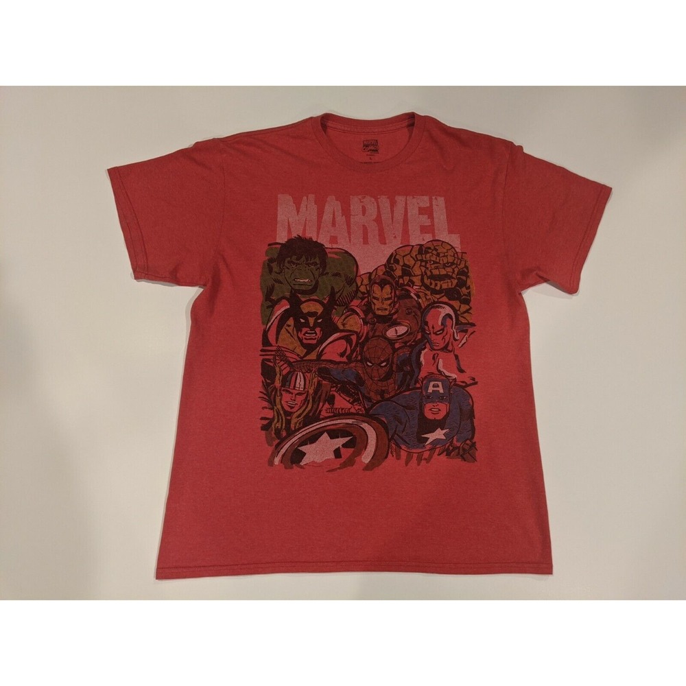 Men's Marvel Comics Red Avengers Tee shirt, Cotton/Polyester, Spider Man, Hulk